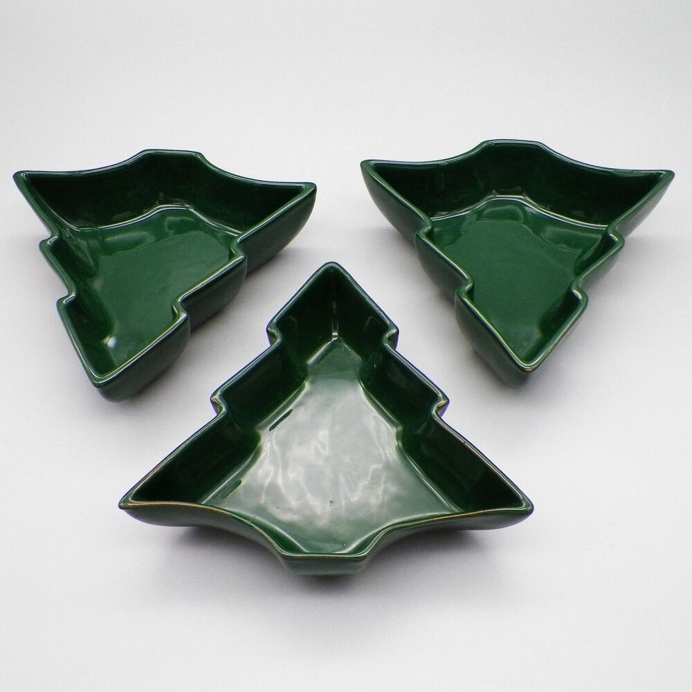 Vintage Set of 3 Dansk Christmas Tree Snack Candy Dishes Portugal